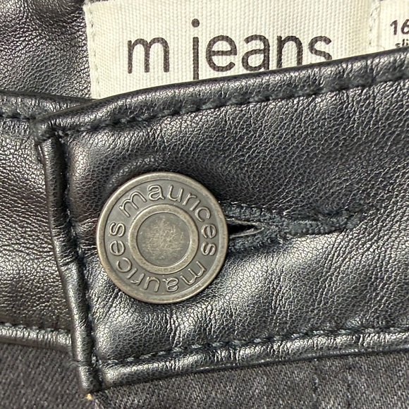 M J Maurices Jeans Black Faux Leather Accent Slim Straight Ankle Hi-Rise Nwt 16w - Picture 7 of 13
